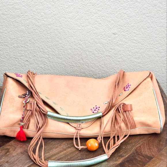 Emanuel Ungaro Natural Tan Leather Barrel Bag Satchel - Picture 1 of 16